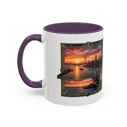 New York Skyline Accent Coffee Mug — Empire State Sunset Scene (11/15oz)