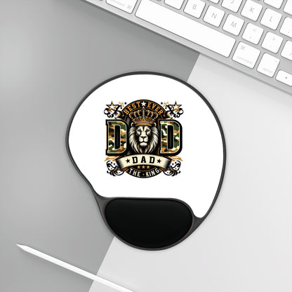 Dad Lion Crown Mouse Pad with Wrist Rest — "Best Ever Dad The King" Gift