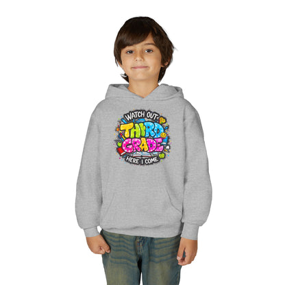 Third Grade Hoodie — "Watch Out Third Grade Here I Come" Kids Back-to-School Sweatshirt