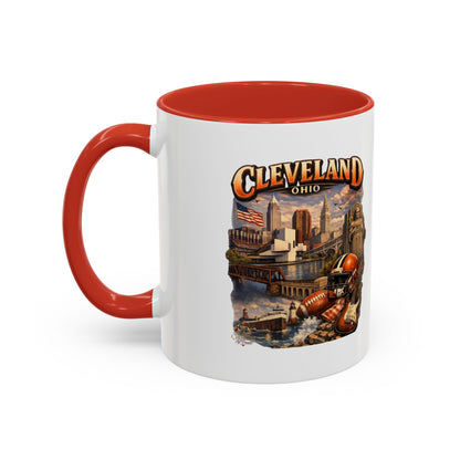 Cleveland Ohio Vintage Football Accent Coffee Mug (11/15oz)