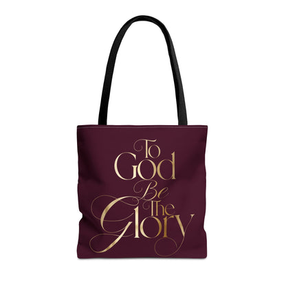 To God Be The Glory Burgundy Tote Bag — Inspirational Christian Scripture Tote