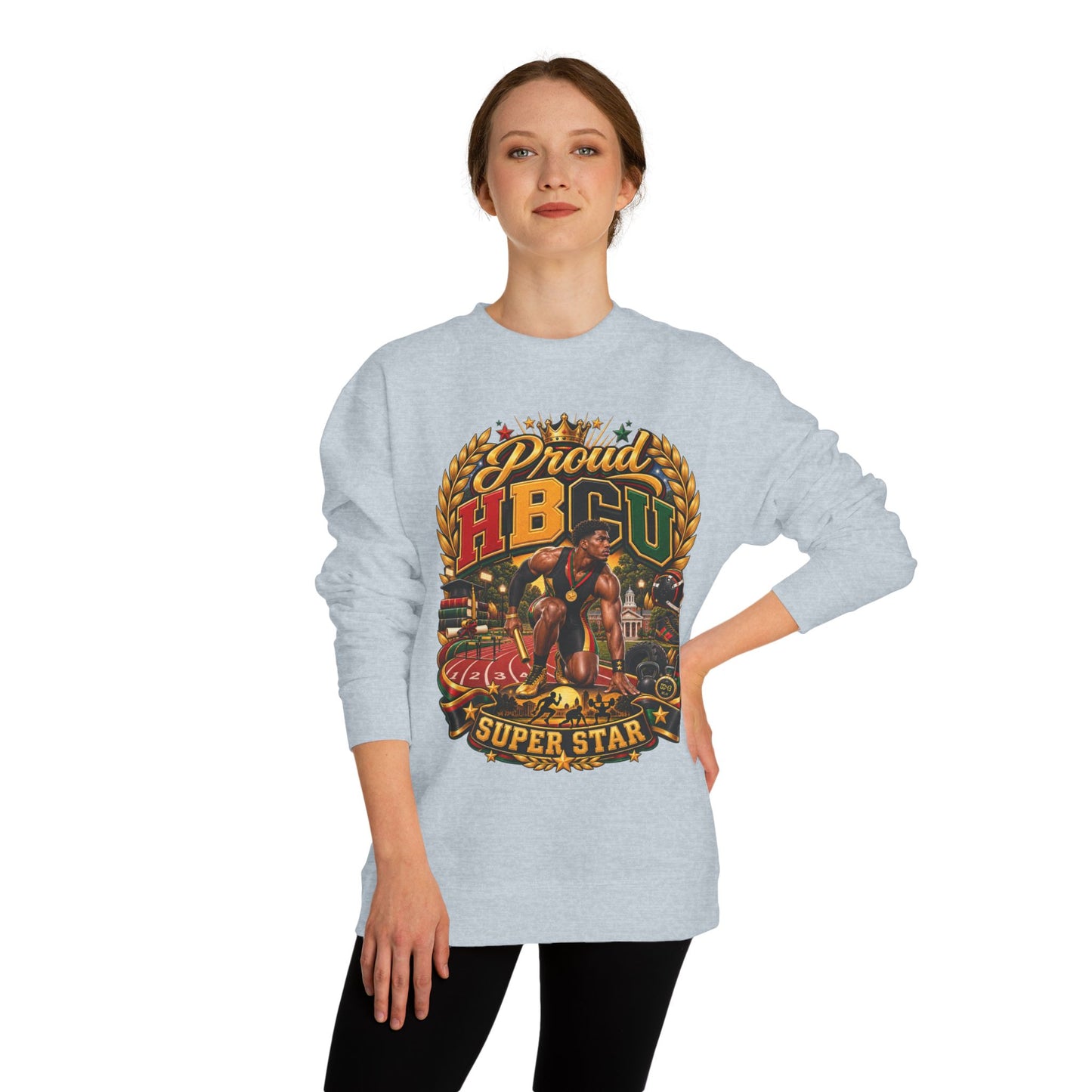 HBCU Proud Crewneck Sweatshirt — "Proud HBCU Super Star" Graphic