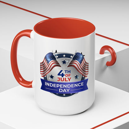 4th of July Independence Day Coffee Mug - Patriotic American Flag Accent