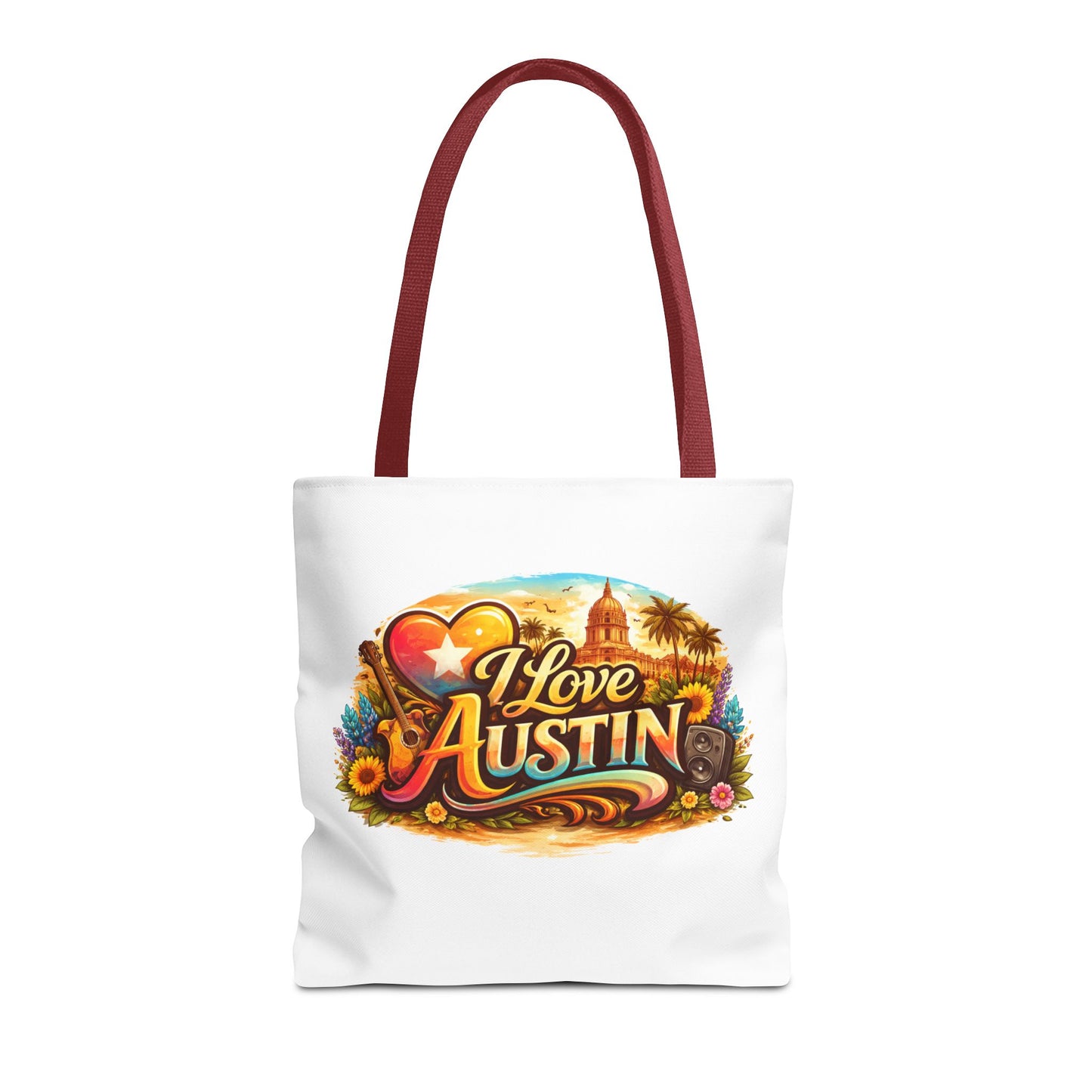 I Love Austin Tote Bag — Retro Cityscape Cotton Shopper