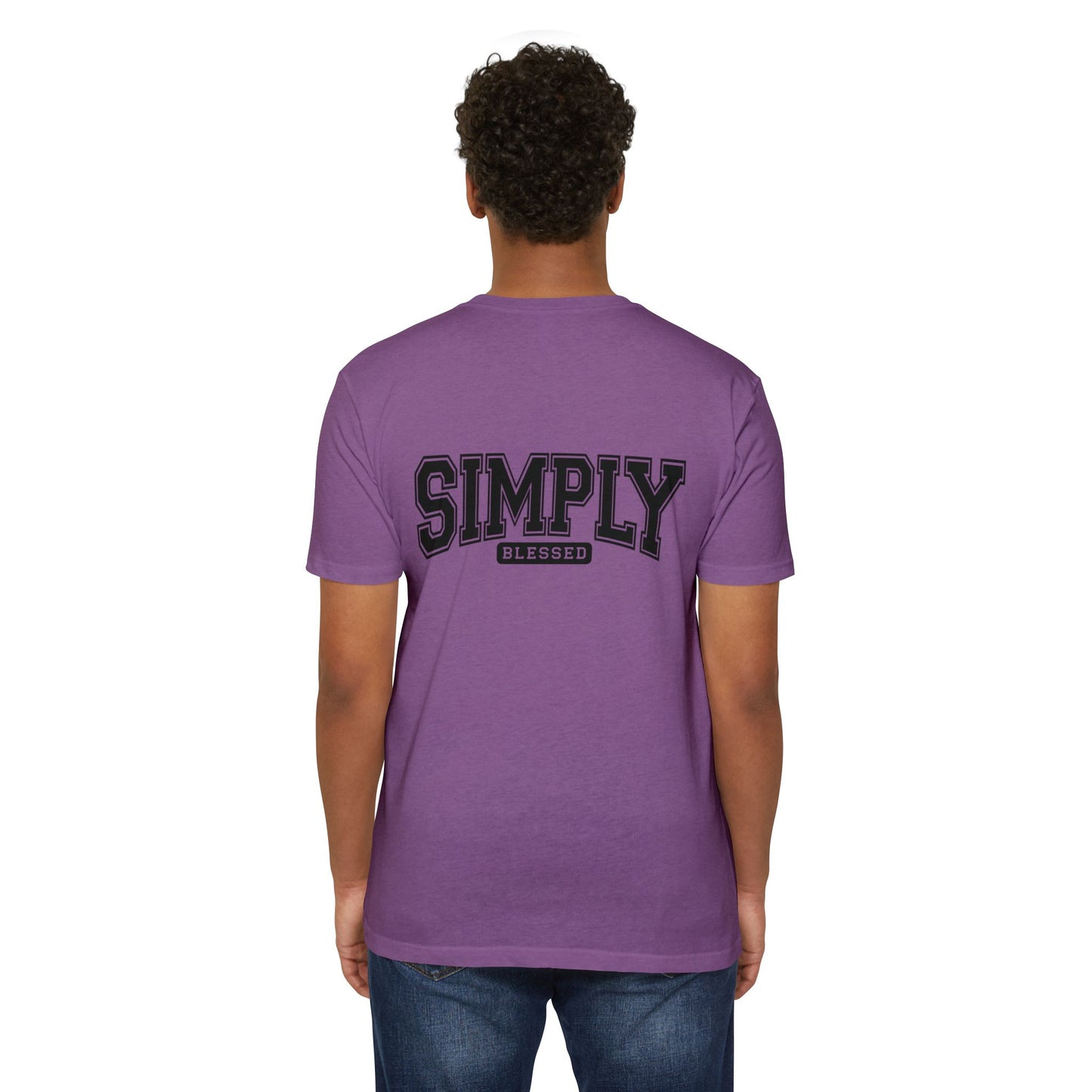 Simply Blessed T-Shirt — Vintage Collegiate Script Faith Tee