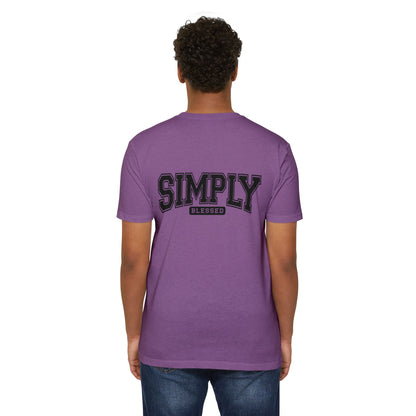 Simply Blessed T-Shirt — Vintage Collegiate Script Faith Tee