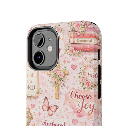 Anchored In Christ Phone Case | Christian floral iPhone Case