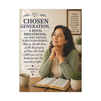Stretched Canvas — "Chosen Generation" Inspirational Scripture Wall Art (1 Peter 2:9)