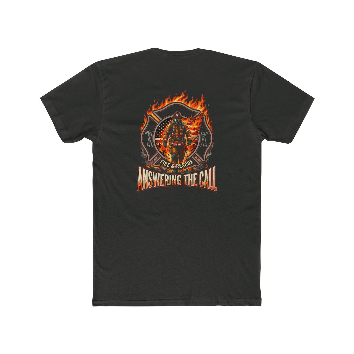 Firefighter T-Shirt - 'Answering the Call' Flame Rescue Crew Tee
