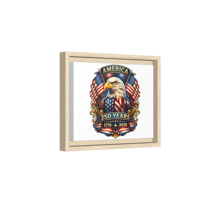 America 250th Anniversary Framed Canvas — Patriotic Bald Eagle Wall Art