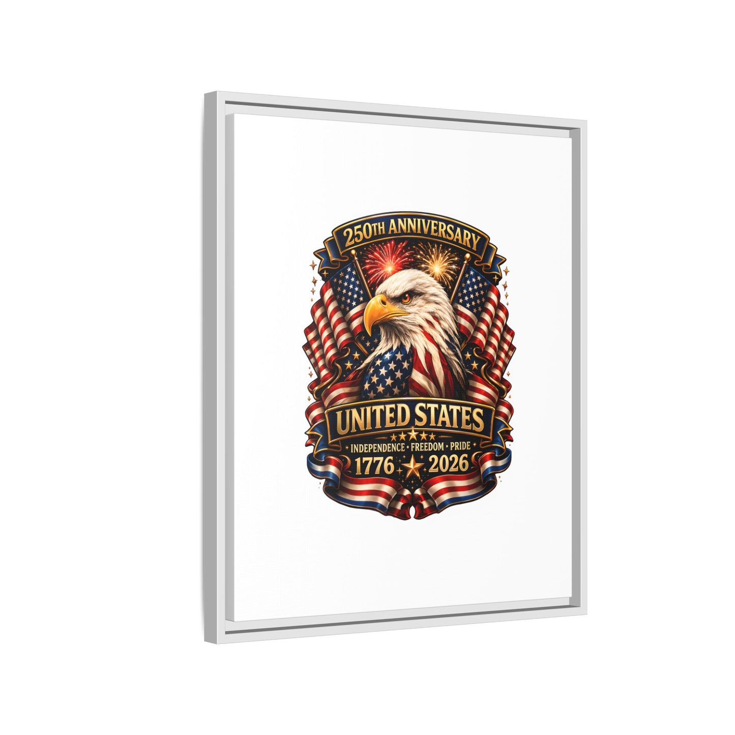 Patriotic Eagle 250th Anniversary Framed Canvas Print — United States 1776–2026