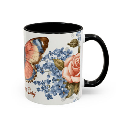 Mother's Day Butterfly Coffee Mug - 'Happy Mother's Day' Floral Accent Mug