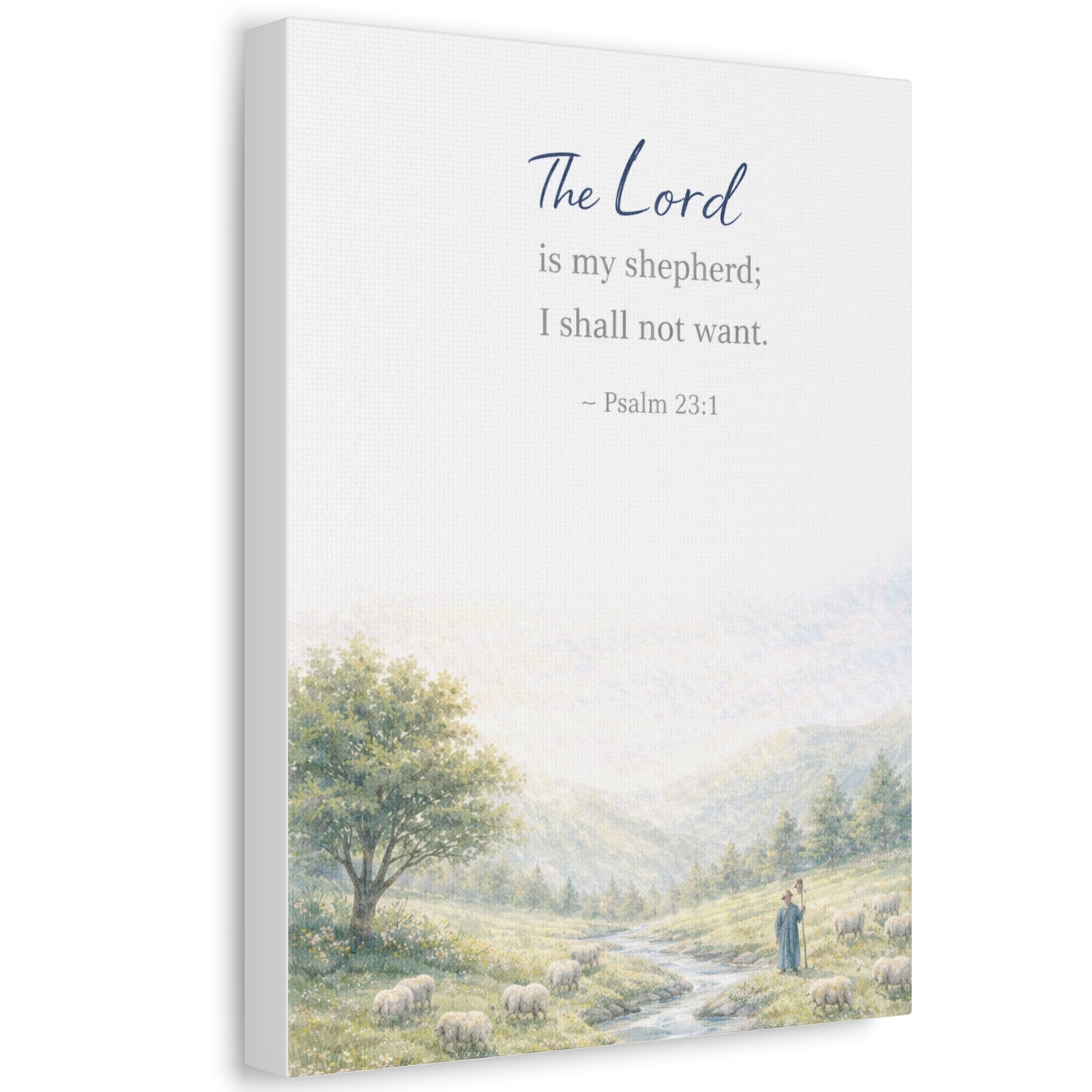 Psalm 23:1 Stretched Canvas – ‘The Lord is my shepherd; I shall not want’ Scenic Wall Art