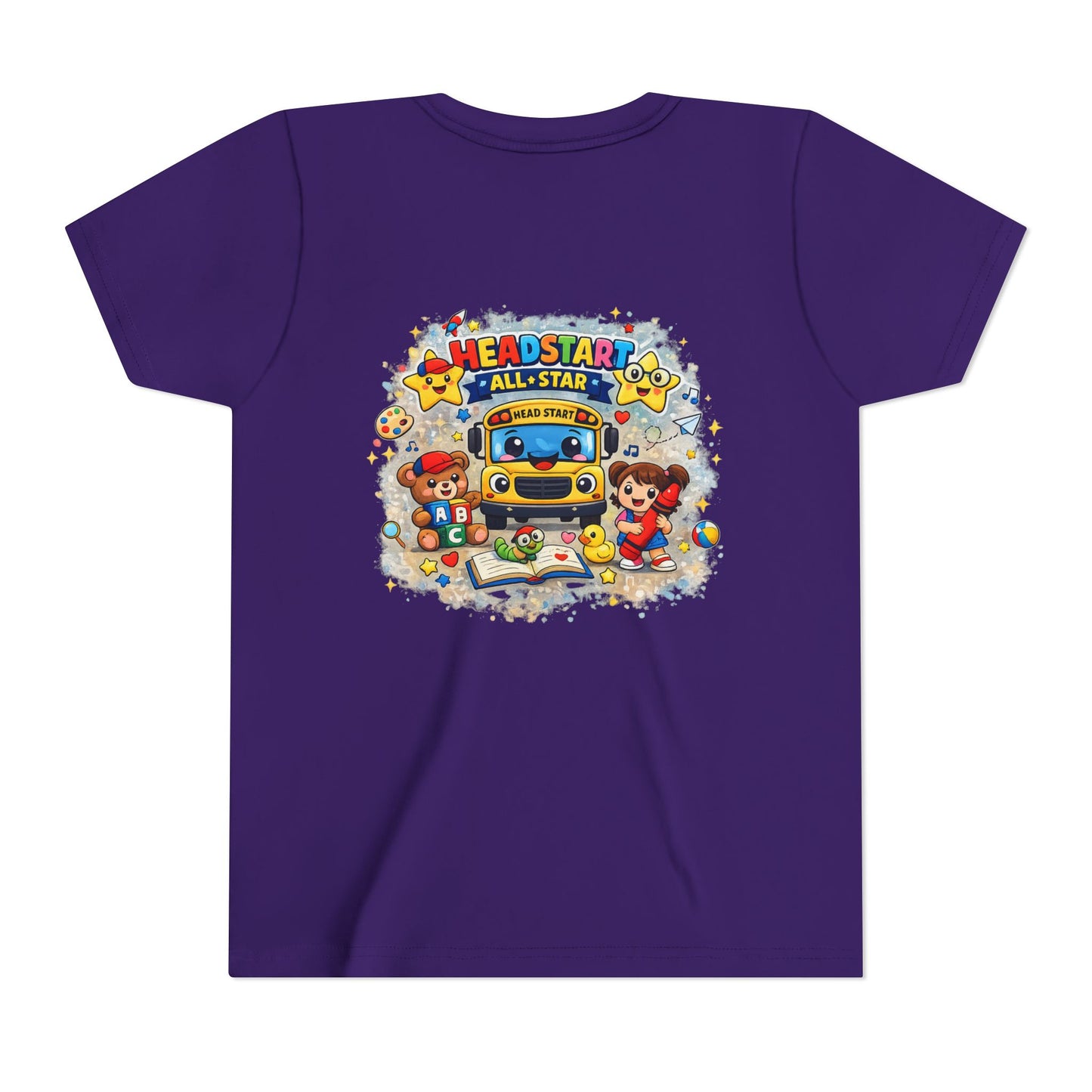 Youth Tee — "Headstart All-Star" Cute School Bus & Characters Back-to-School Shirt