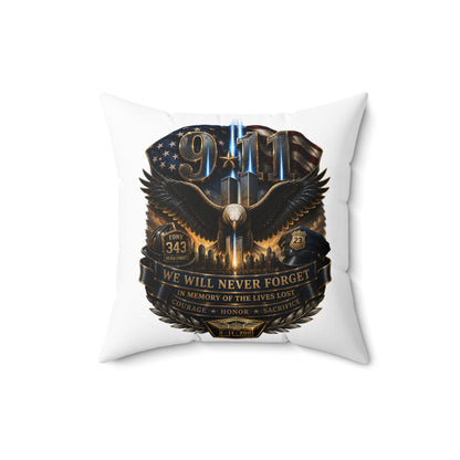 9/11 Memorial Eagle Pillow — "We Will Never Forget" Tribute Accent Pillow