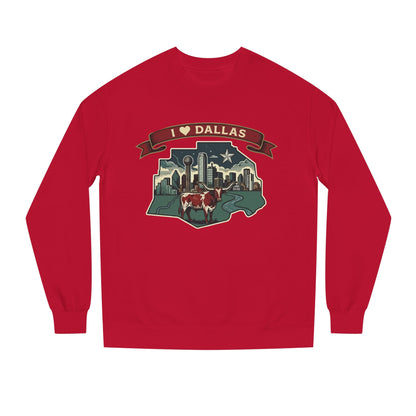 I  Dallas Skyline Sweatshirt — Vintage Texas Cityscape Crewneck