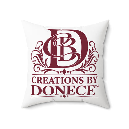 Monogram Logo Decorative Pillow — "Creations by Donece" Square Polyester Throw Pillow