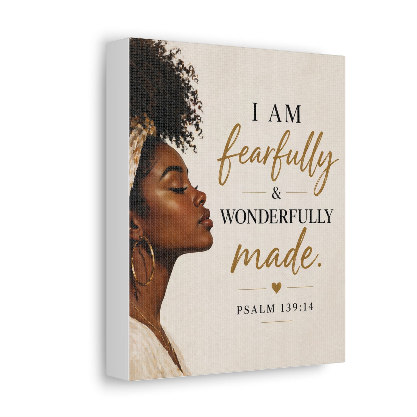 Canvas Wall Art — "I Am Fearfully & Wonderfully Made" Psalm 139:14 Inspirational Portrait