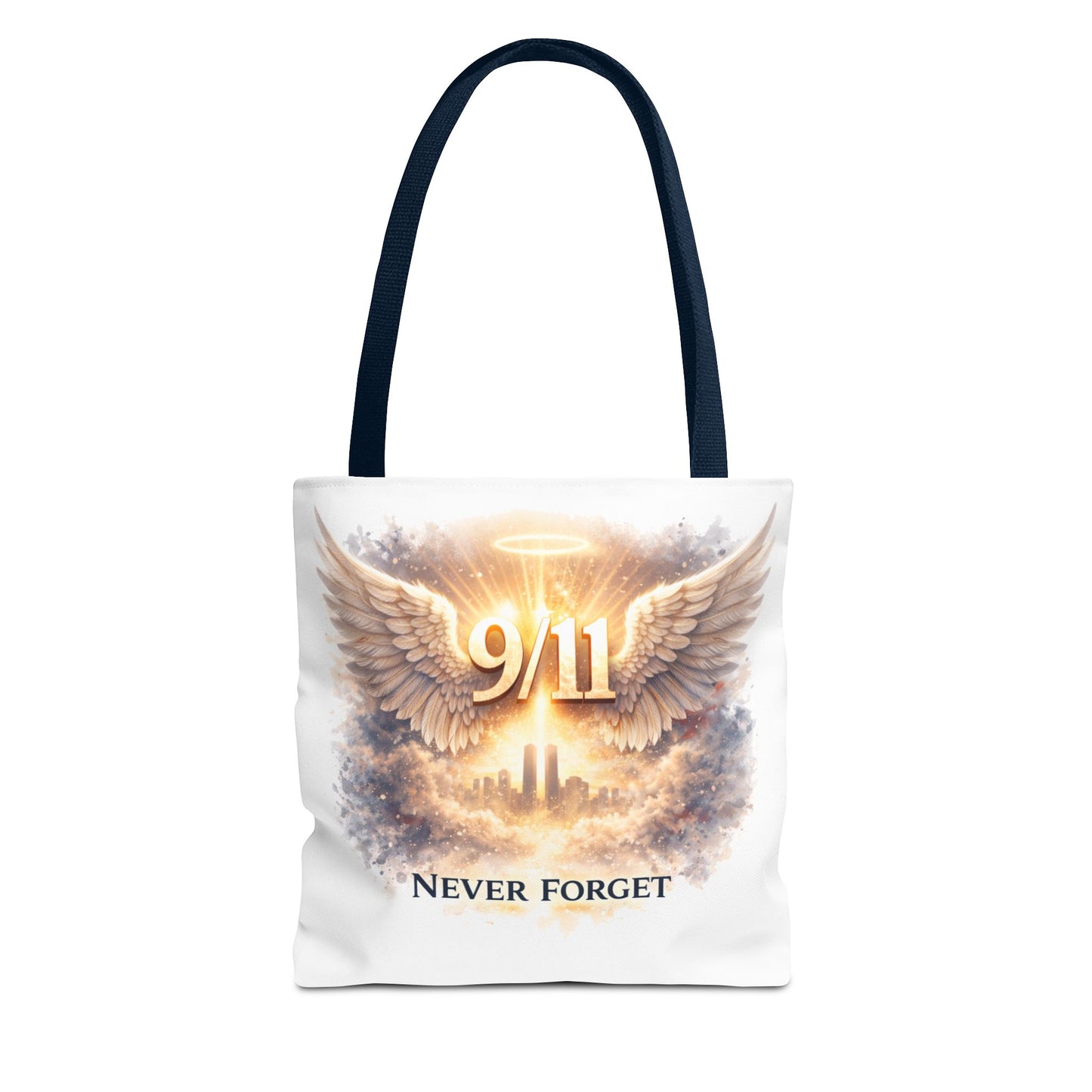 9/11 Memorial Tote Bag – 'Never Forget' Angel Wings Tribute