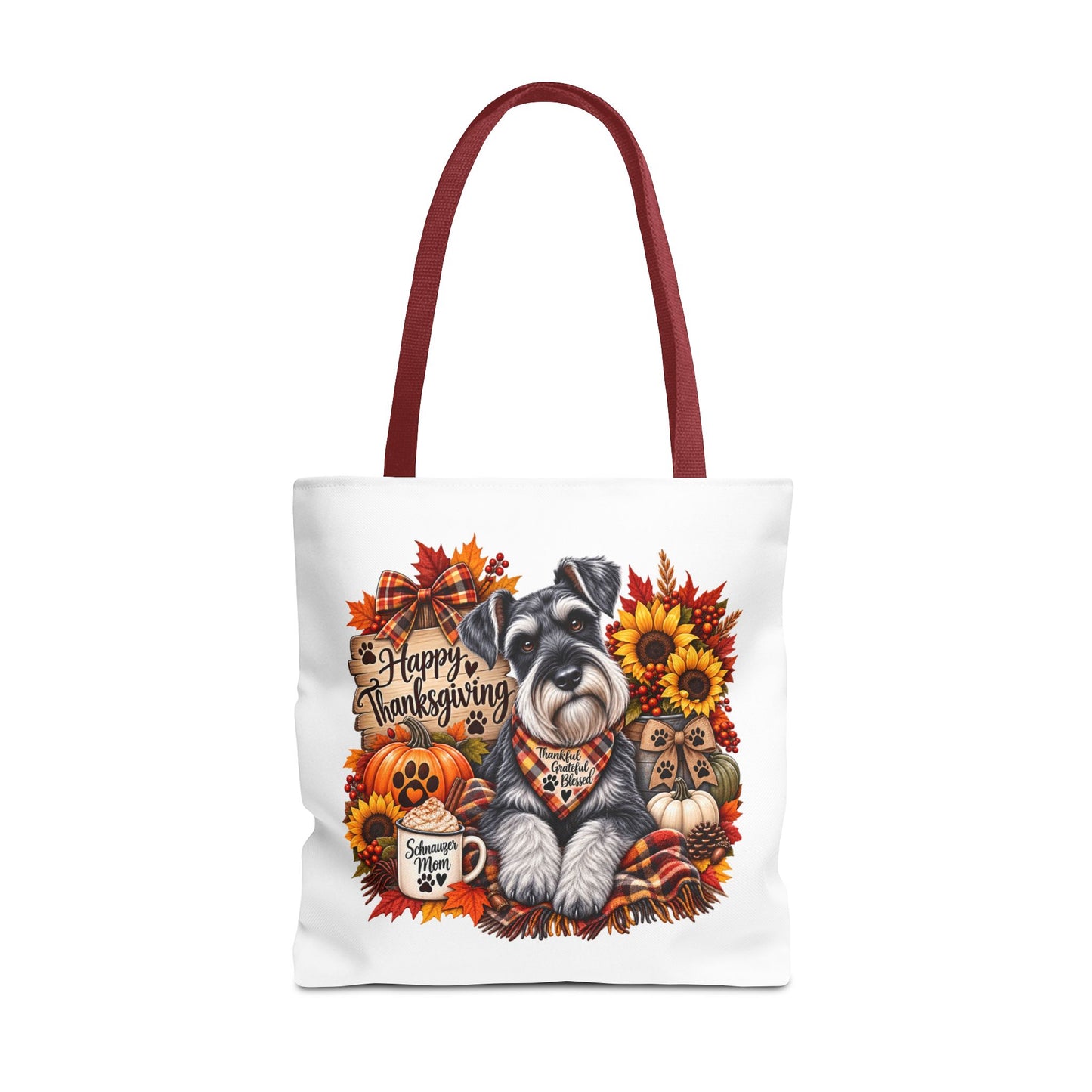 Thanksgiving Schnauzer Tote Bag — Happy Thanksgiving Fall Harvest Design