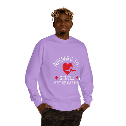 Nursing Sweatshirt "Nursing Is the Gentle Art of Caring" – Heartbeat Graphic Crewneck