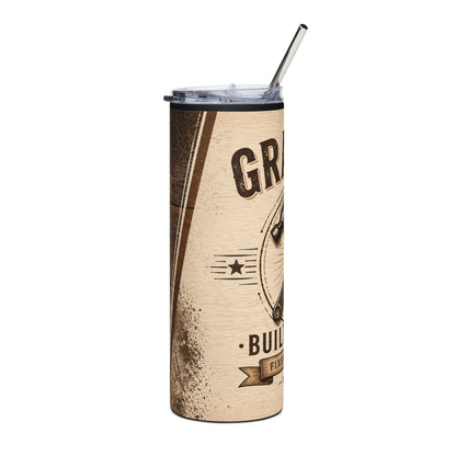 Grandpa Tumbler 20oz – 'Built on Love' Hammer & Wrench Rustic Stainless Steel Travel Cup