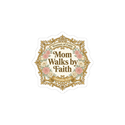 Mom Walks by Faith Sticker | minimalist mom life, cool mom streetwear