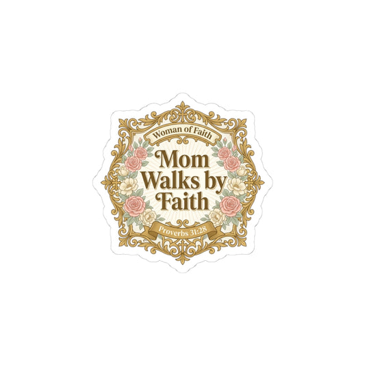 Mom Walks by Faith Sticker | minimalist mom life, cool mom streetwear