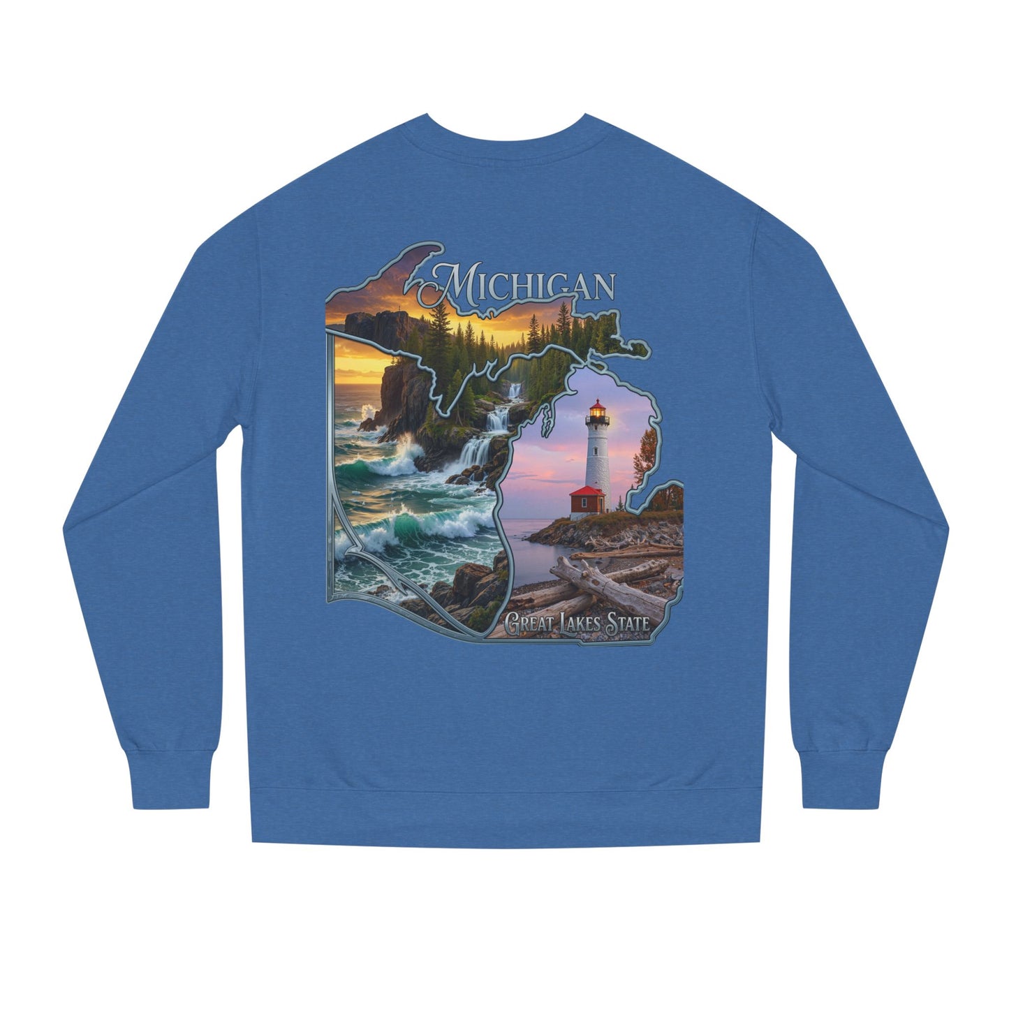 Michigan Lakes State Sweatshirt — Lighthouse & Great Lakes Scenic Pullover