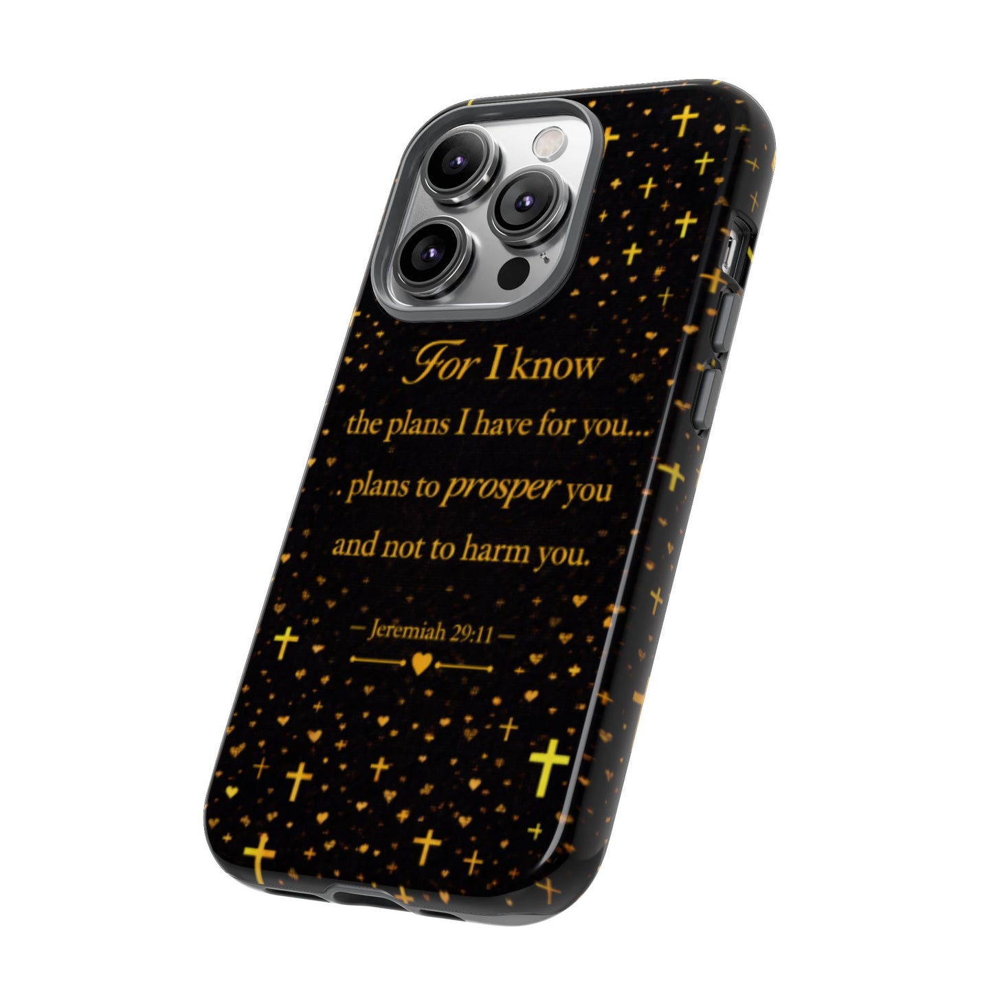 Phone Case — "For I Know" Jeremiah 29:11 Gold Cross Christian Tough Case