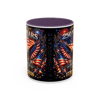 250 Years Patriotic Coffee Mug — In God We Trust 1776–2026