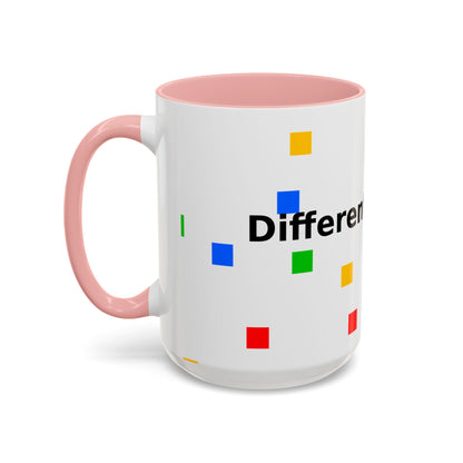 Accent Coffee Mug — 'Different Not Less' Pride-Inclusive Color Block Design (11/15oz)