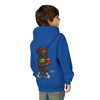 Youth Hoodie - Cute Rottweiler Puppy 'Black History' Graphic Sweatshirt for Kids