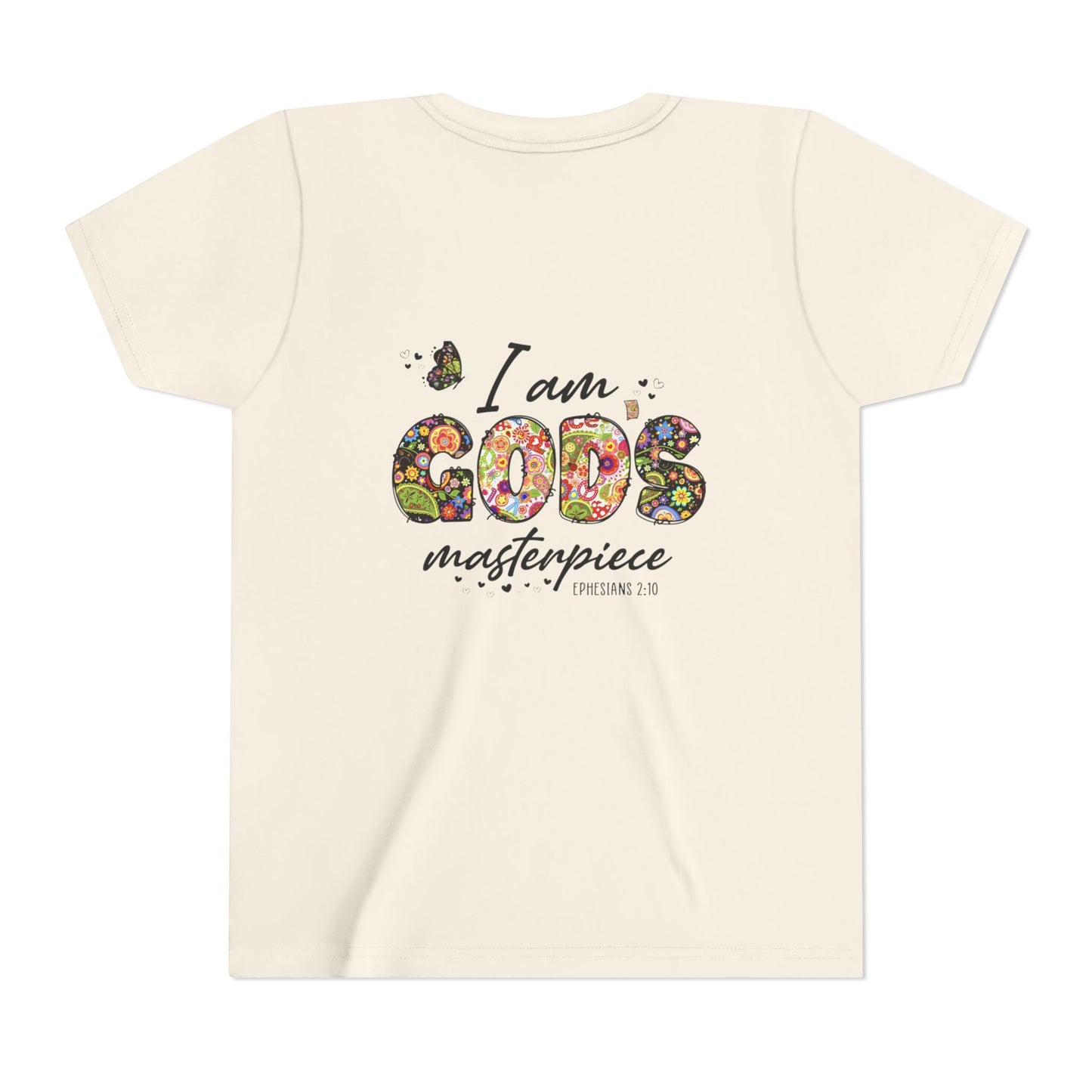 I Am God’s Masterpiece Youth Tee — Floral Christian Inspirational Shirt