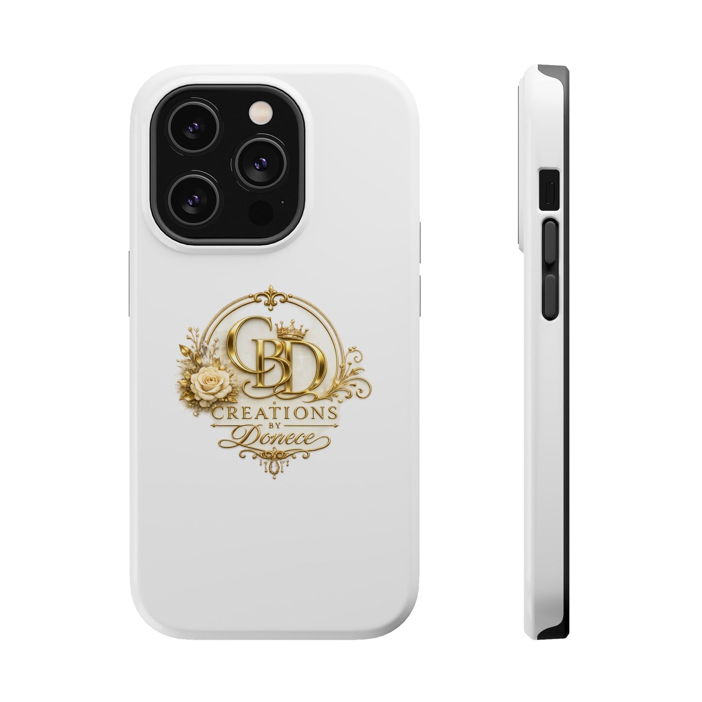 Magnetic Impact-Resistant Phone Case — Gold Floral Crest Logo