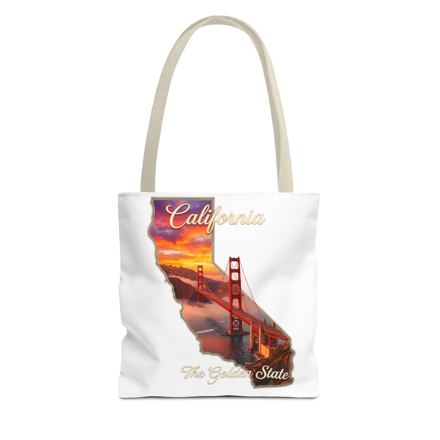 California Golden State Tote Bag – Golden Gate Sunset All-Over Print