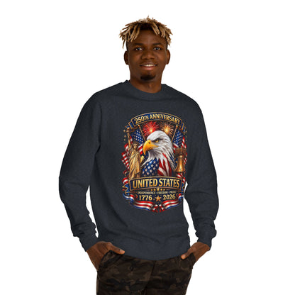 250th Anniversary United States Crewneck Sweatshirt — Eagle & American Flag 1776–2026
