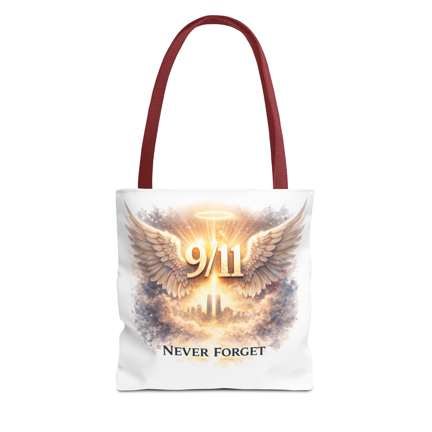 9/11 Memorial Tote Bag – 'Never Forget' Angel Wings Tribute