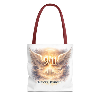 9/11 Memorial Tote Bag – 'Never Forget' Angel Wings Tribute
