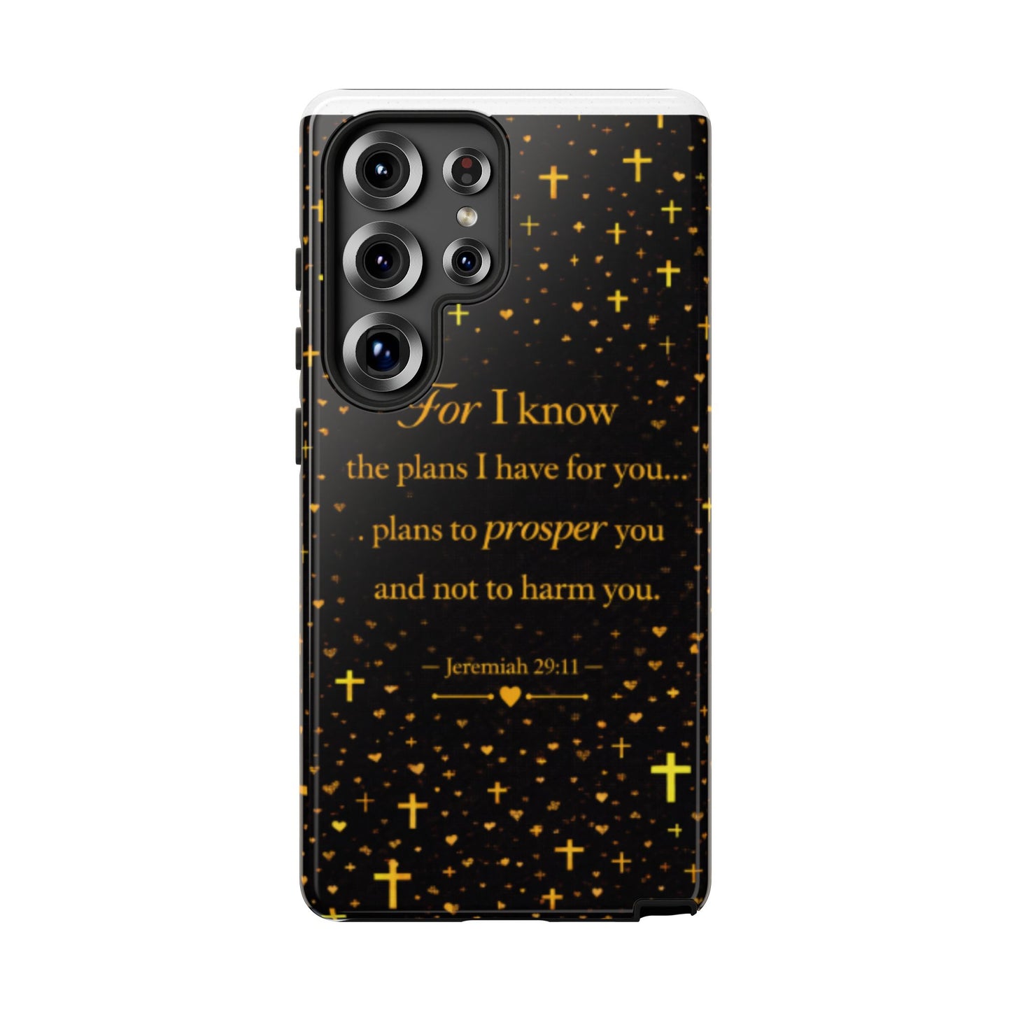 Phone Case — "For I Know" Jeremiah 29:11 Gold Cross Christian Tough Case