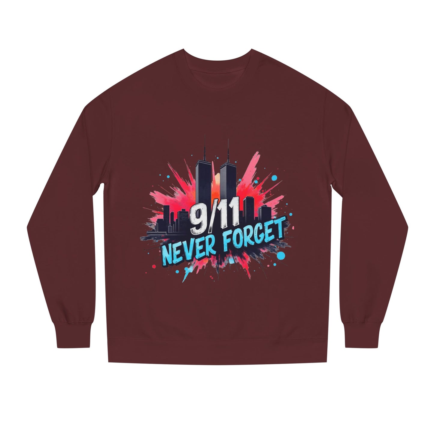 9/11 Never Forget Sweatshirt - Tribute Crewneck with Twin Towers Graphic