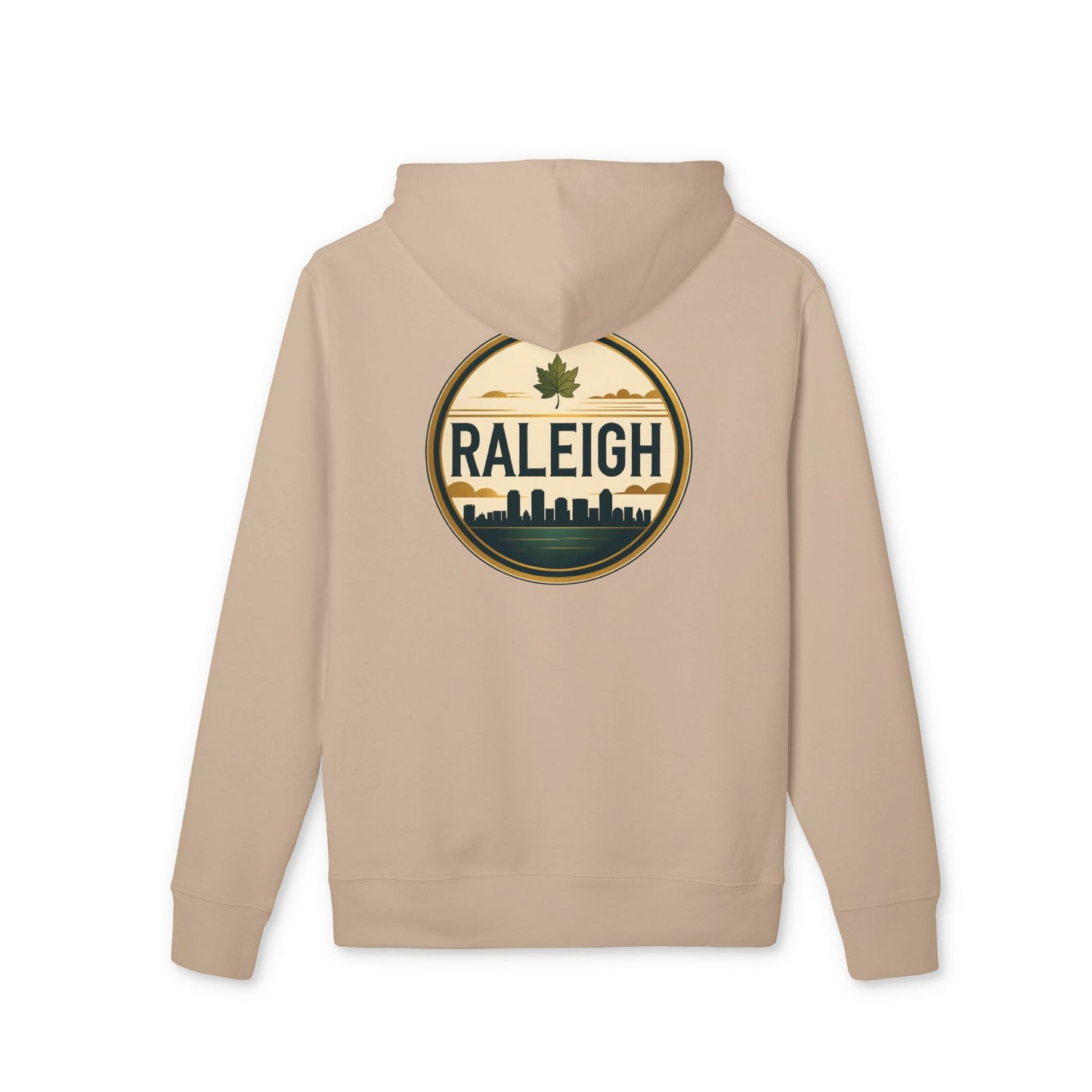 Raleigh Retro Skyline Hoodie — Vintage City Badge Design
