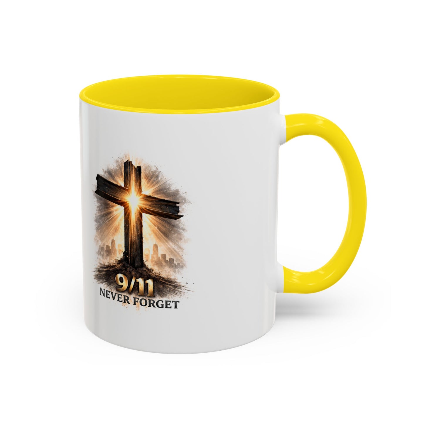 9/11 Never Forget Coffee Mug — Religious Memorial Accent Mug