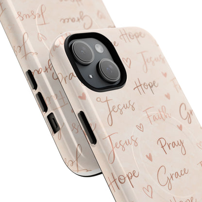 Christian Words Tough Magnetic Phone Case — Hope Pray Grace Jesus Faith