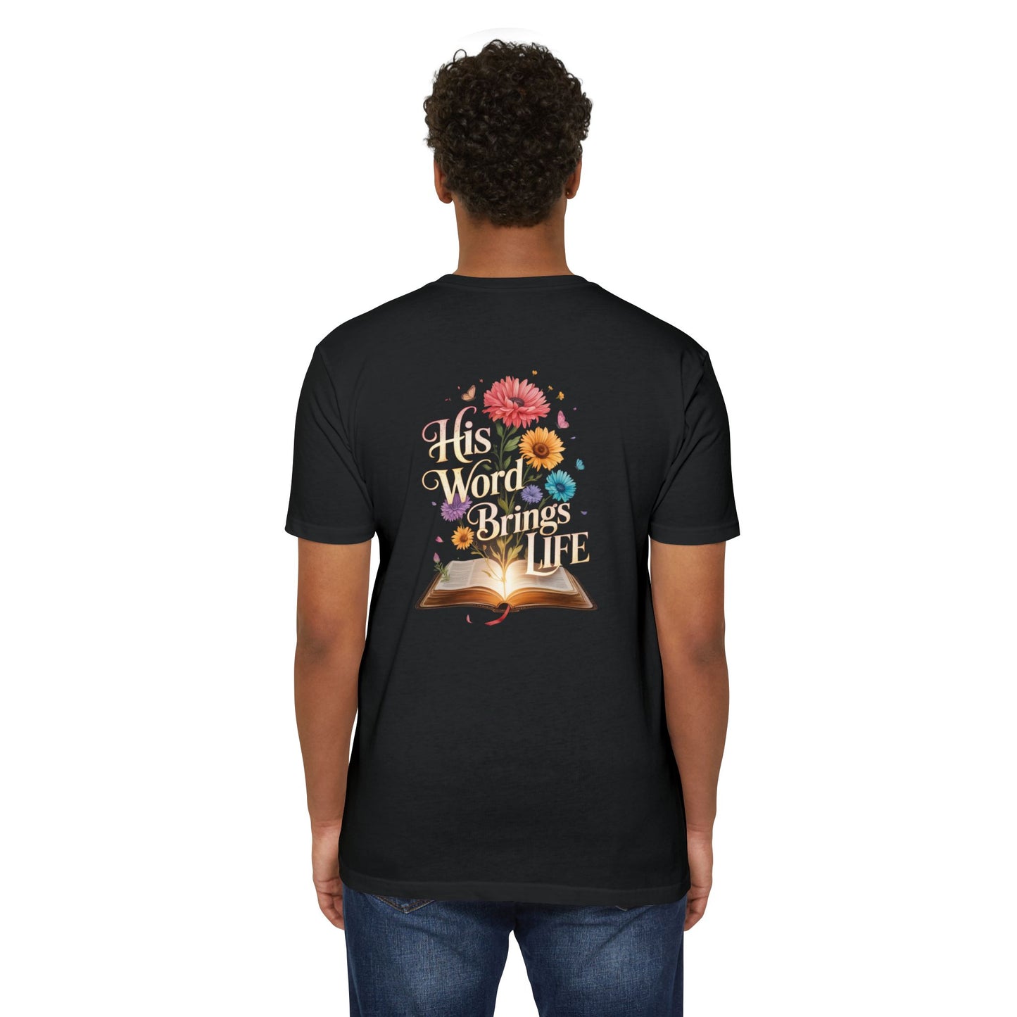 Christian T-Shirt — "His Word Brings Life" Floral Bible Tee