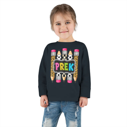 PREK Pencil Toddler Long Sleeve Tee — Cute Back-to-School Preschool Shirt