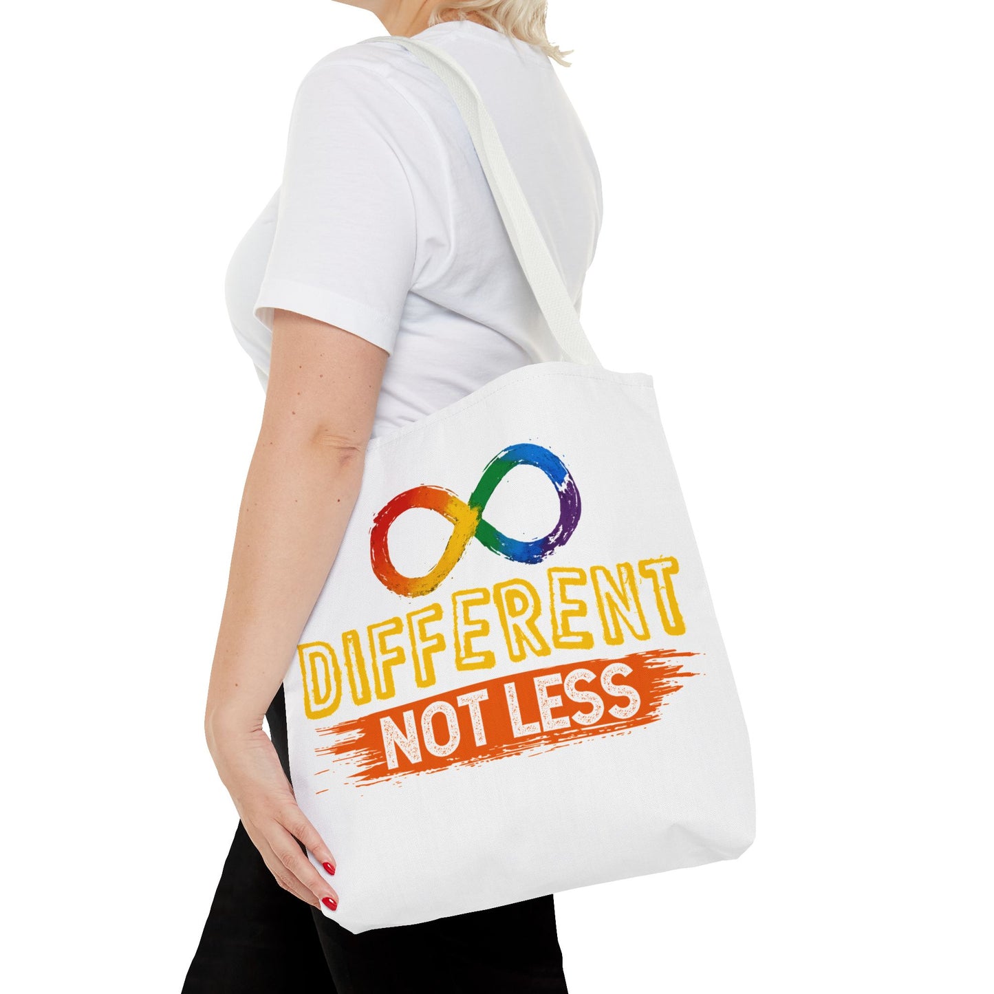 Autism Pride Tote Bag — "Different Not Less" Rainbow Infinity Reusable Shopper