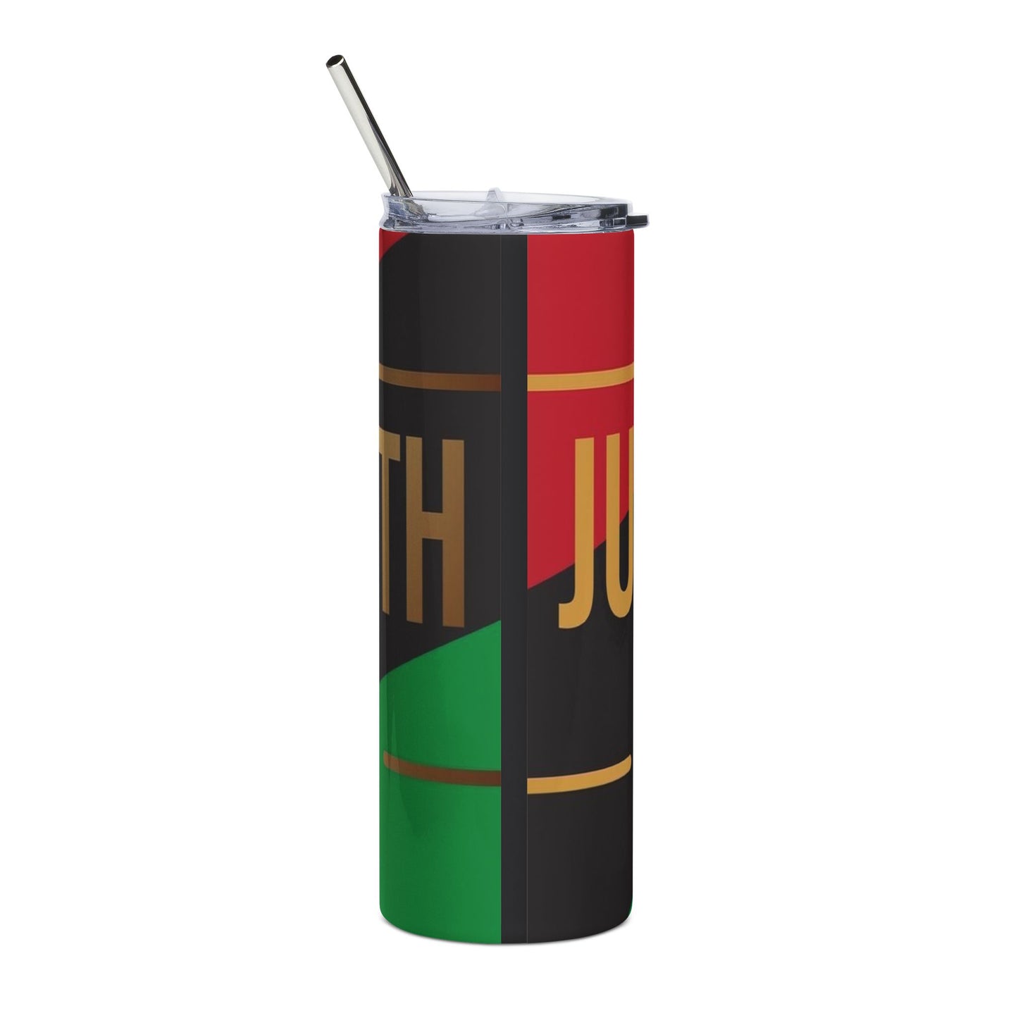 Juneteenth Stainless Steel Tumbler - Freedom Day 20oz Travel Cup (Red Black Green)