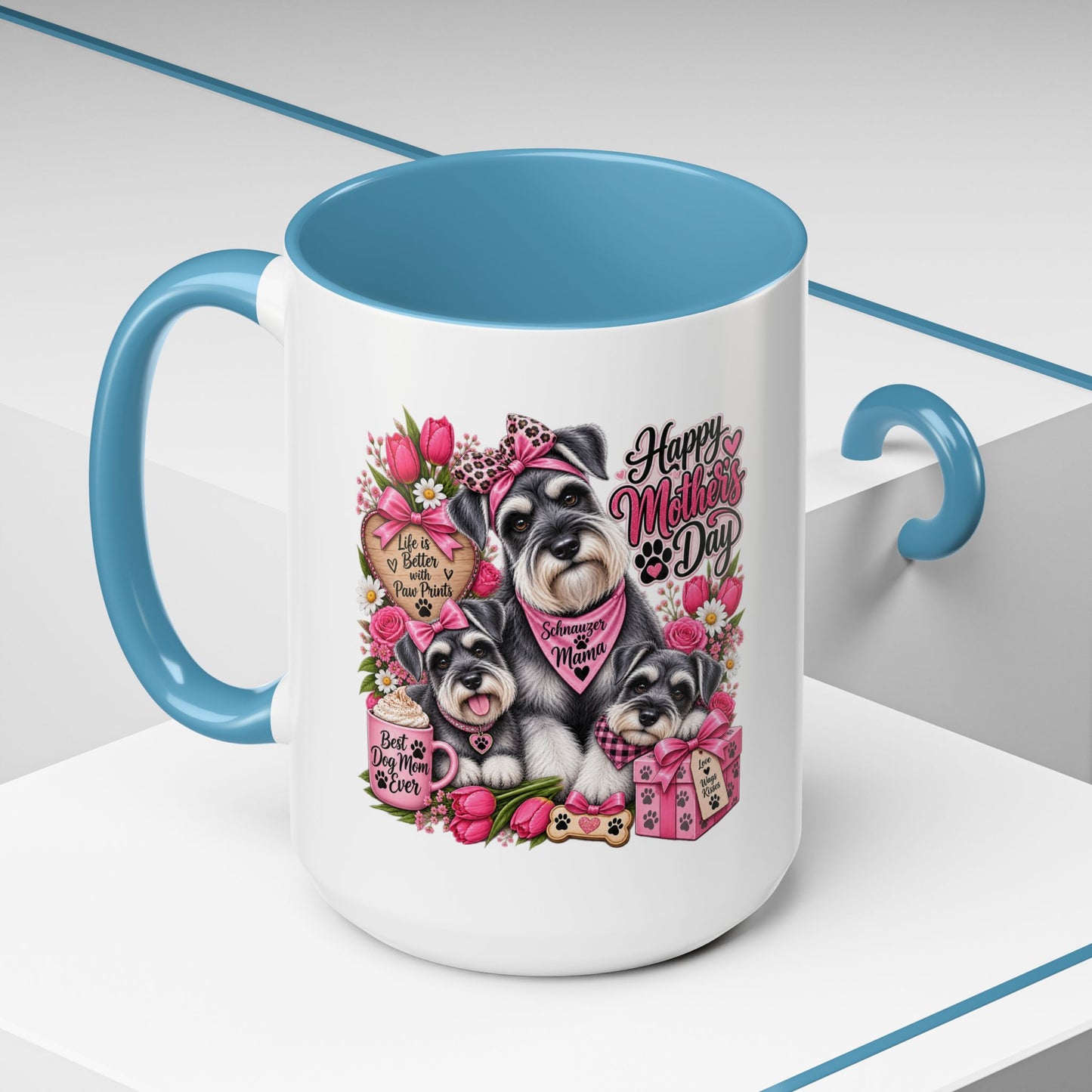 Mother's Day Schnauzer Coffee Mug — Happy Mother’s Day Dog Mom Accent Mug