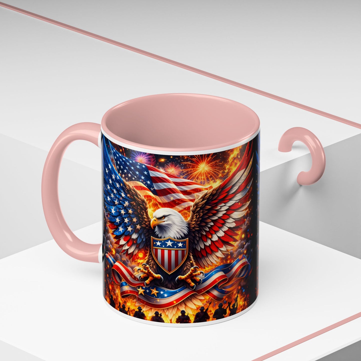 Patriotic Eagle Coffee Mug — American Flag Bald Eagle Accent Mug (11/15oz)
